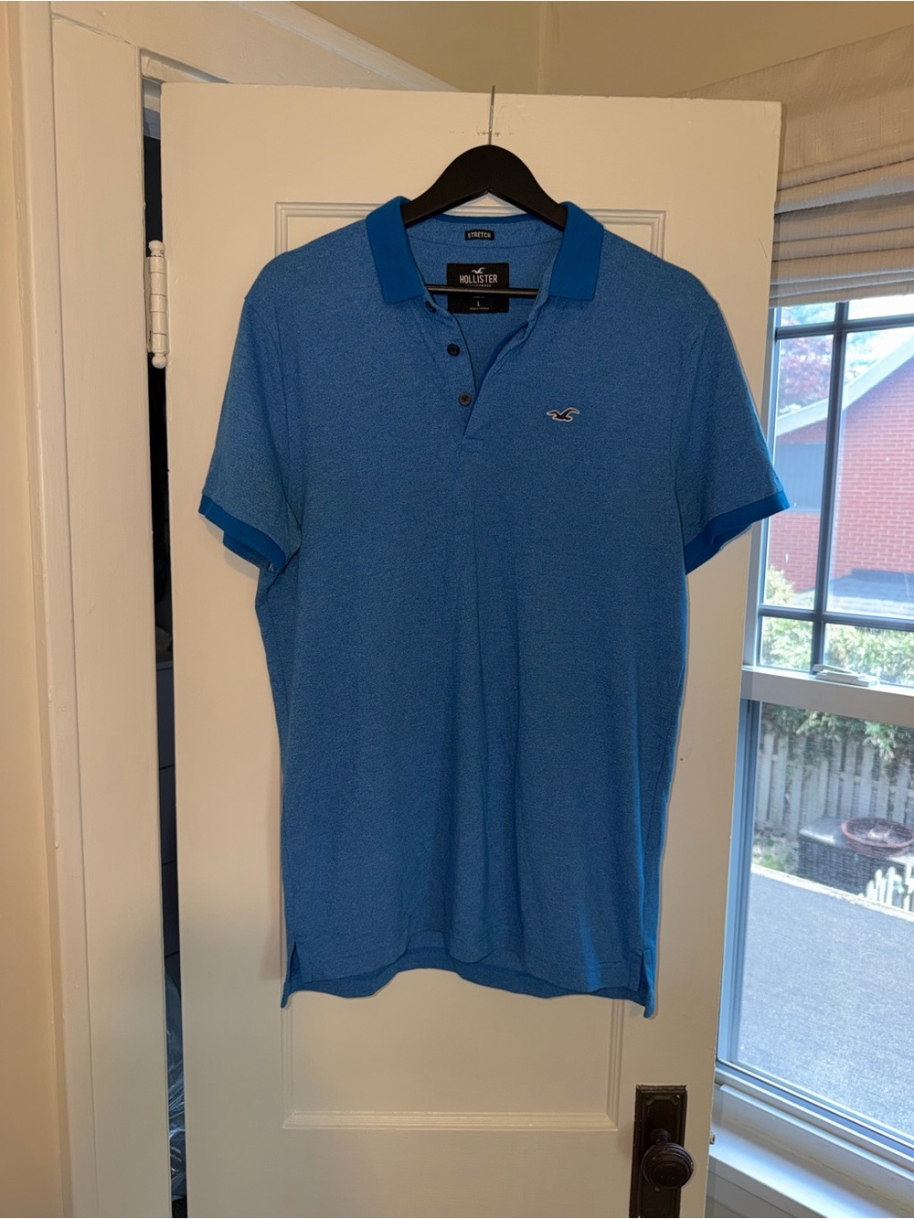 Hollister Men's Bright Blue Short-Sleeve Polo